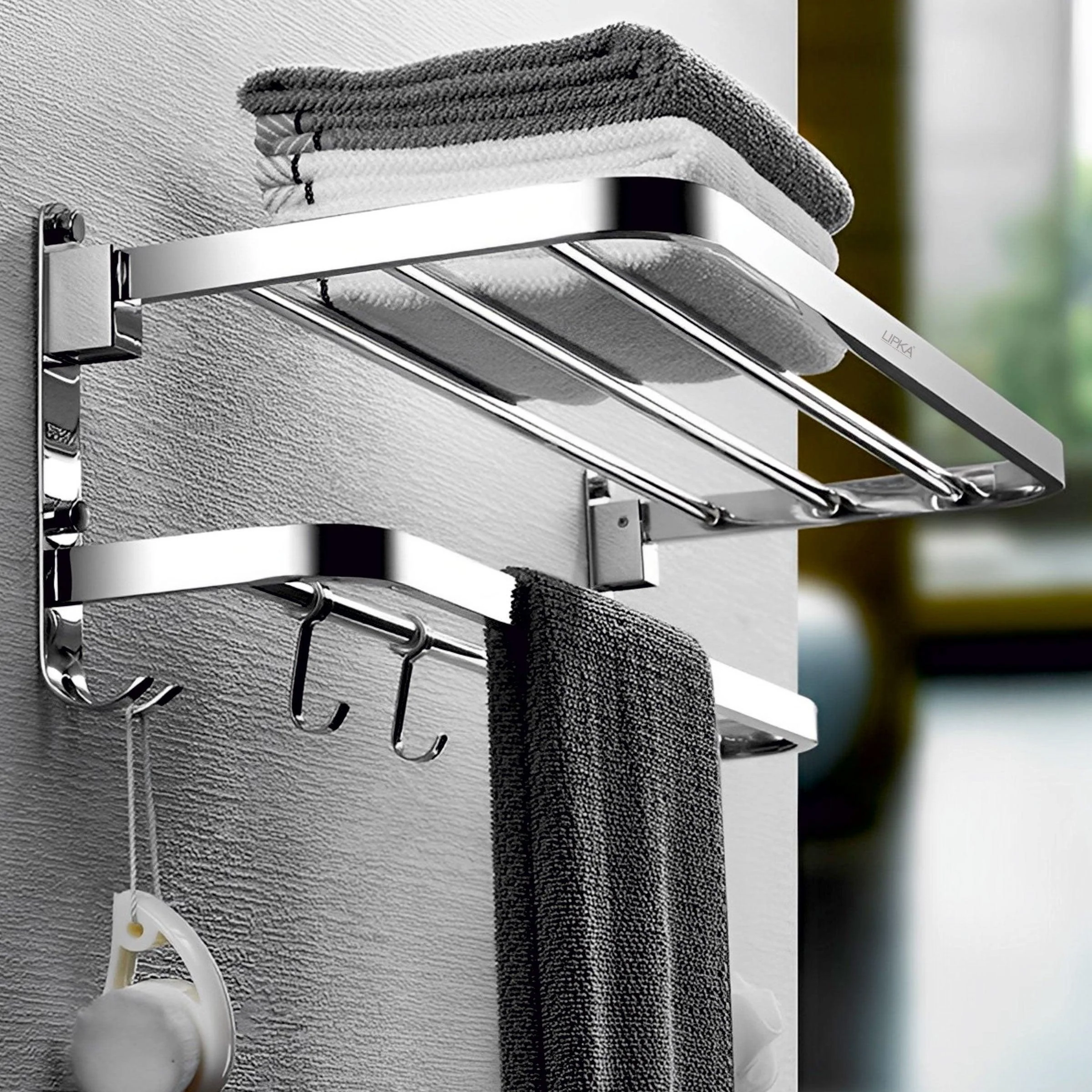 Dual folding towel rack